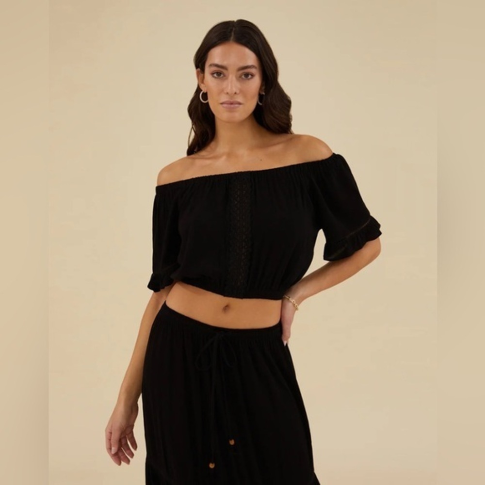 Rachel Parcell Elegant Black Off-Shoulder Top